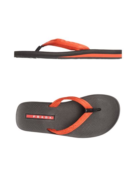 prada orange flip flops|Prada denim sandals.